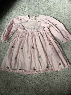 Pink Chicken Light Pink Dress with Bunny rabbit Embroidery size 5